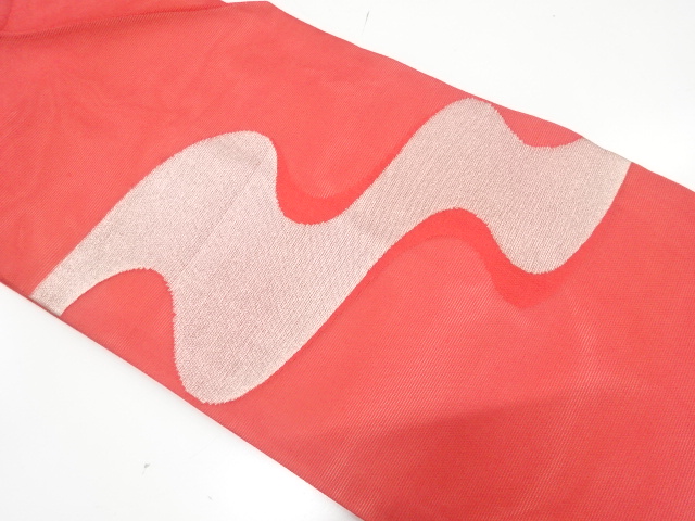 JAPANESE KIMONO / ANTIQUE NAGOYA OBI FOR SUMMER / SILK / WOVEN STREAM